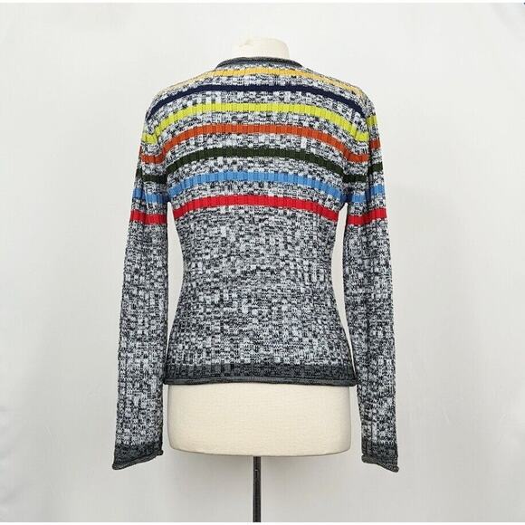 Vintage Y2K Sweater Colorful Stripe Space Dye Knit V-Neck Juniors Size XL - Picture 4 of 6